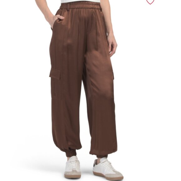 NEW TEREZ Silky Cargo Joggers in cafe for women 7252j1 - Picture 1 of 2